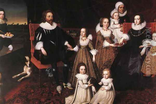 Sir Thomas Lucy and his Family Oil Painting - Cornelis I Johnson
