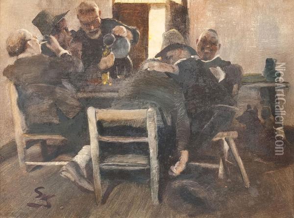 Frohliche Gesellschaft In Der Wirtsstube Oil Painting - Wilhelm Schreuer