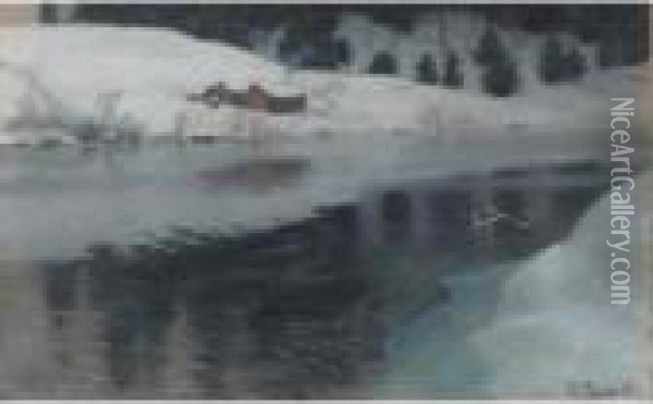 Winter At Simoa River Oil Painting - Fritz Thaulow