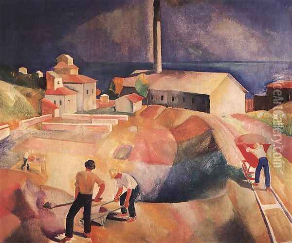 Brick-yard 1930 Oil Painting - Karoly Patko