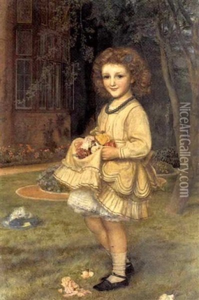 Portrait Of Mary Meade Oil Painting - Arthur Hughes