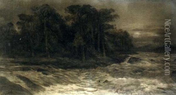 A River In Full Spate Oil Painting - Charles Blatherwick
