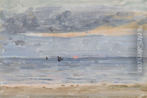 Coucher De Soleil, Manche (channel Coast) Oil Painting - James Wilson Morrice