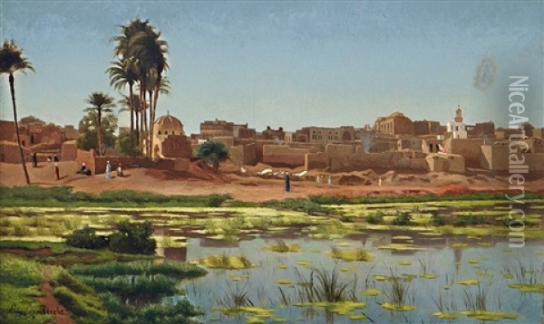 Ansicht Aus Agypten Oil Painting - Edmond Comte de Grimberghe