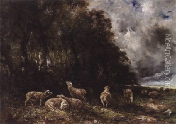 Schafherde Am Waldrand Oil Painting - Charles Emile Jacque