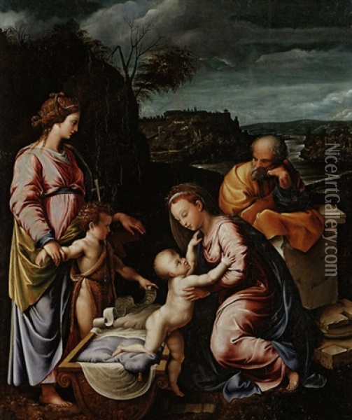 Heilige Sippe Oil Painting - Giovanni Francesco Penni