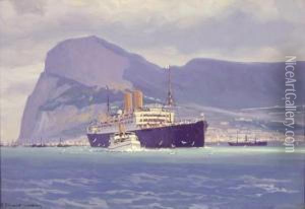 Passagierdampfer 'berlin' Vor Gibraltar Oil Painting - Robert Schmidt
