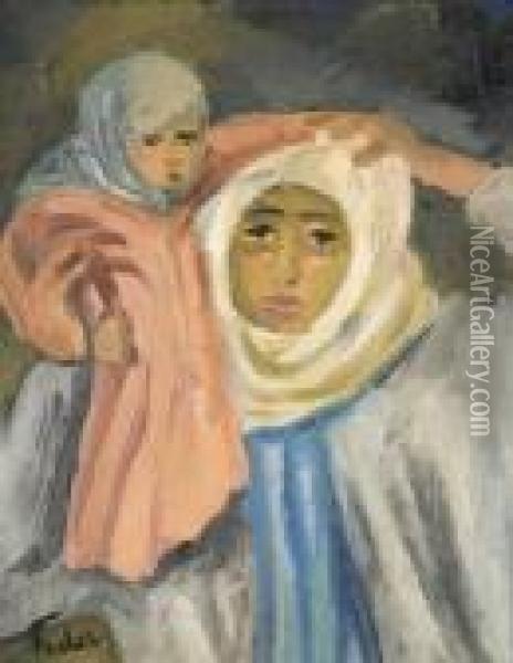 Femme Et Son Enfant Oil Painting - Adolphe Feder