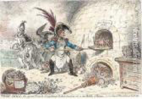 Tiddy-doll, The Great French-ginger-bread-baker, Drawing Out A Newbatch Of Kings Oil Painting - James Gillray