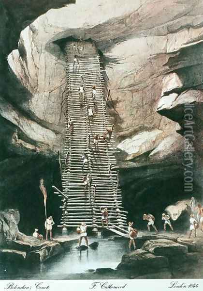 The Abyss of Bolonchen, State of Campeche, Mexico, 1844 Oil Painting - Frederick Catherwood