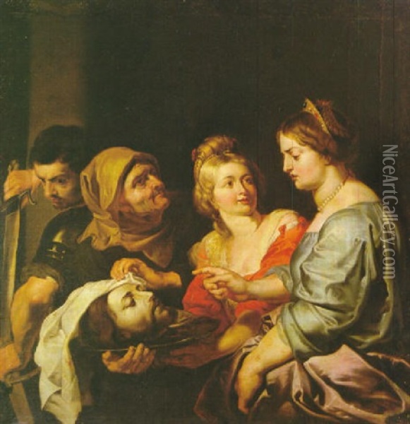 Salome Y Herodias Con La Cabeza Del Bautista Oil Painting - Gerard Seghers