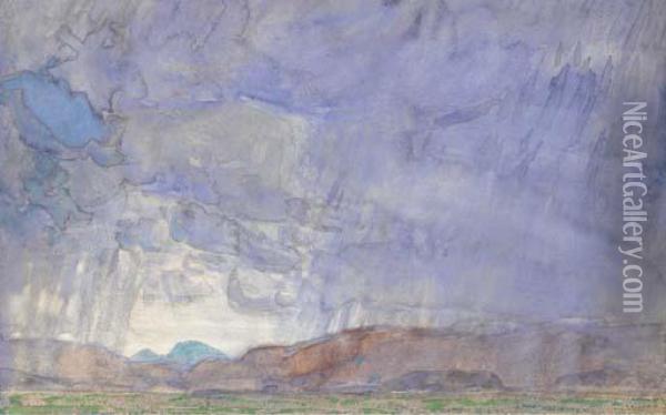 Thunderstorm On The Oregon Trail Oil Painting - Frederick Childe Hassam