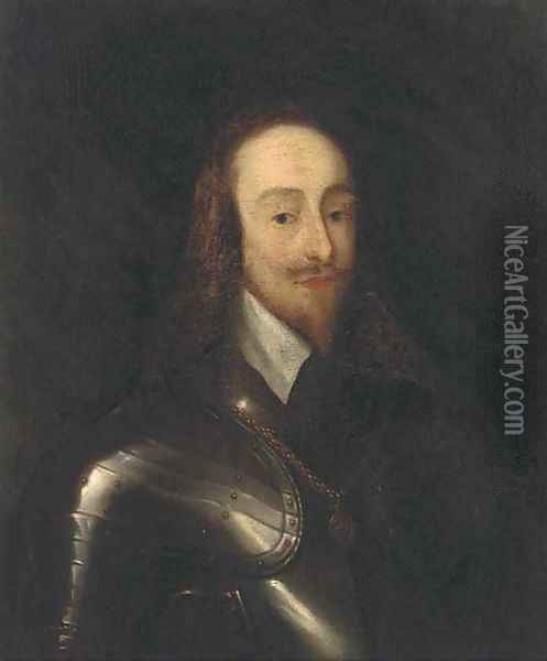 Portrait of King Charles I, bust-length, in armour Oil Painting - Sir Anthony Van Dyck