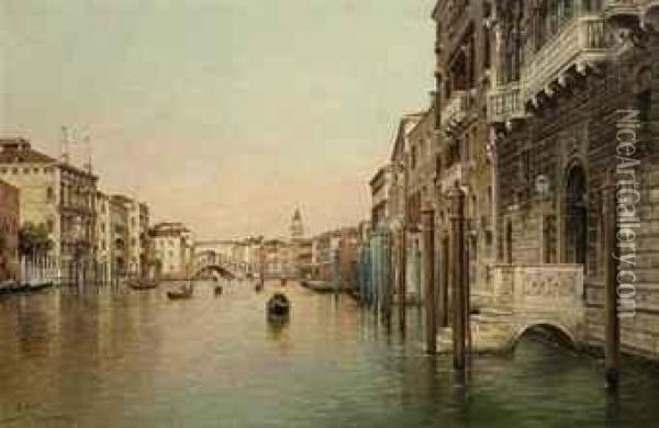 The Grand Canal With The Rialto Bridge Oil Painting - Rafael Senet y Perez