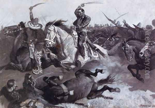 Down go Horses and Men Oil Painting - Frederic Remington