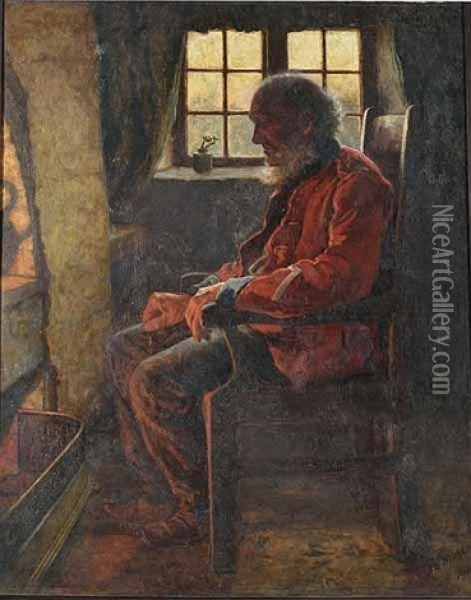 Fireside Reflections Oil Painting - James Smith Morland