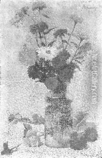 Bouquet De Fleurs Dans Un Vase Oil Painting - Achille Lauge
