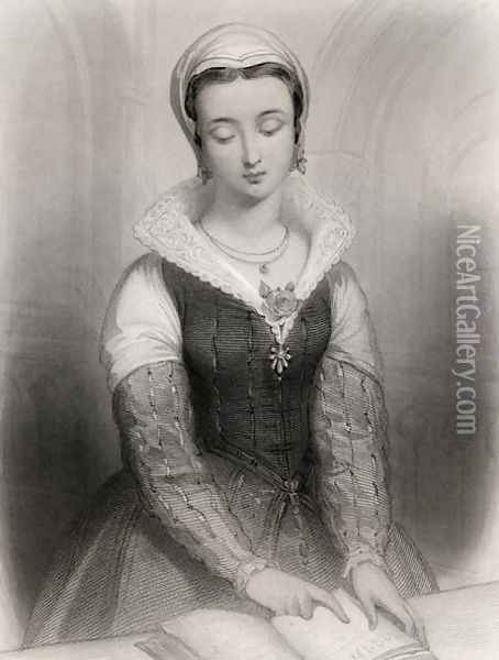 Lady Jane Grey 1537-54 illustration from World Noted Women by Mary Cowden Clarke, 1858 Oil Painting - Pierre Gustave Eugene (Gustave) Staal