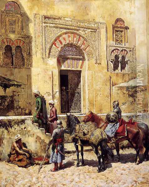 Entering The Mosque Oil Painting - Edwin Lord Weeks