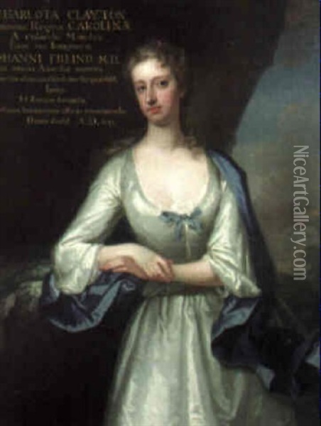Portrait Of Charlotte Clayton, Lady Sundon (d.1742) Oil Painting - Charles Jervas