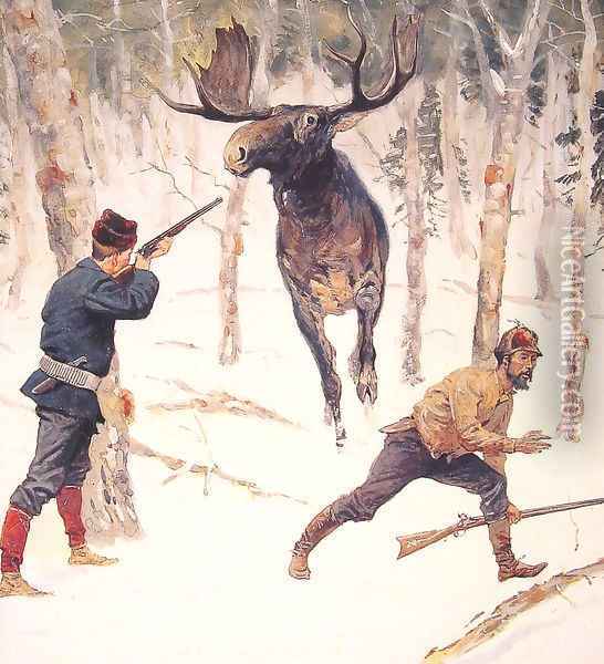 The Moose Hunt Oil Painting - Frederic Remington