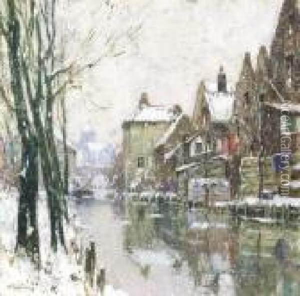 Winter Te Brugge Oil Painting - Hendrick, Henri Cassiers