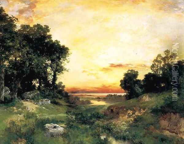 Sunset Long Island Sound Oil Painting - Thomas Moran