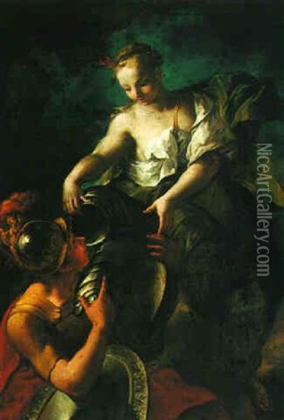 Venus Giving Armour To Aeneas Oil Painting - Nicola Grassi