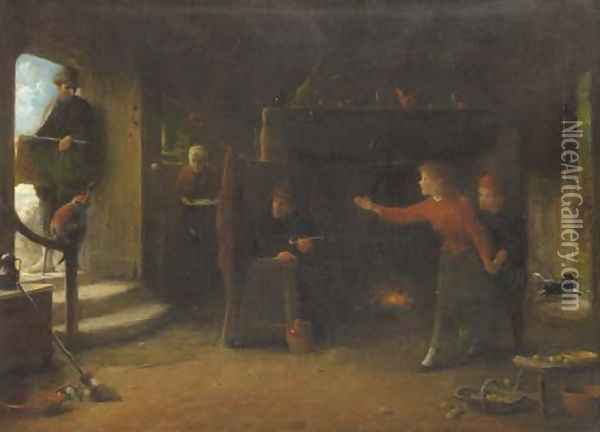 Monkey Games Oil Painting - Frederick Daniel Hardy