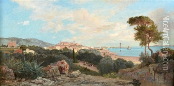 Vue De La Baie De Cannes Oil Painting - Henri Arthur Bonnefoy