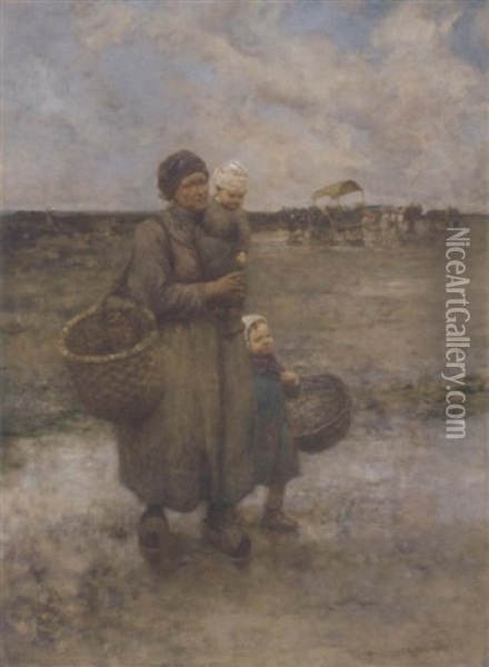 A Fishwife And Her Children Oil Painting - Robert McGregor