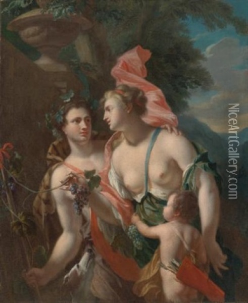 Venus And Bacchus Oil Painting - Philip van Dyk