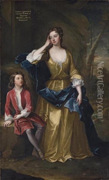 Portrait Of Isabella, Duchess Of
 Grafton (c. 1688-1723) And Her Soncharles Fitzroy, Later 2nd Duke Of 
Grafton (1683-1757) Oil Painting - Sir Godfrey Kneller