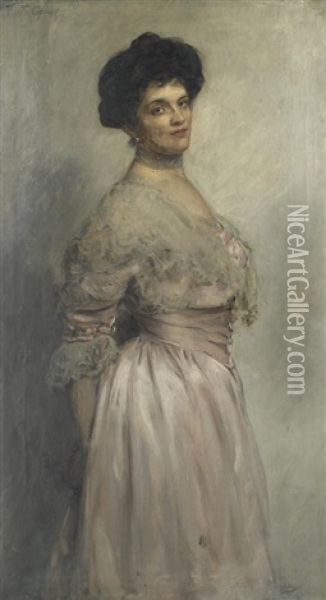 Portrait Of Miss Bonham Carter Oil Painting - Frank Thomas Copnall