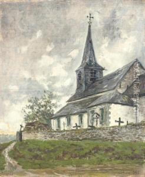 Rural Church Oil Painting - Dario de Regoyos y Valdes