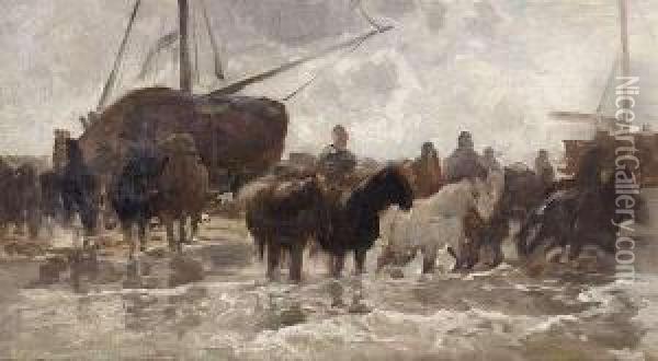 Fishermen Oil Painting - Hermann Baisch