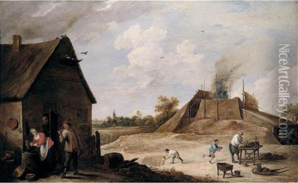 The Brick Yard Oil Painting - David The Younger Teniers