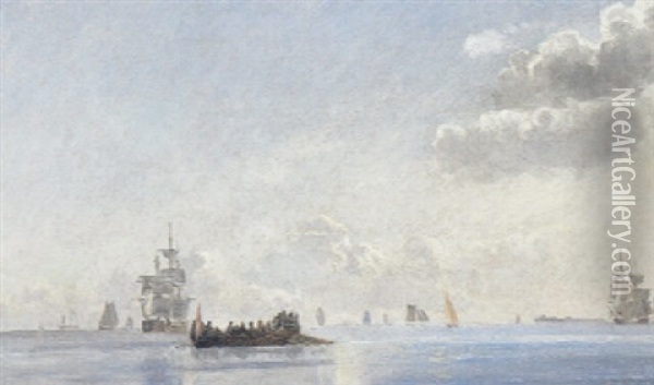 Matroser, Der Roes Ud Til Deres Skib Oil Painting - Holger Henrik Herholdt Drachmann