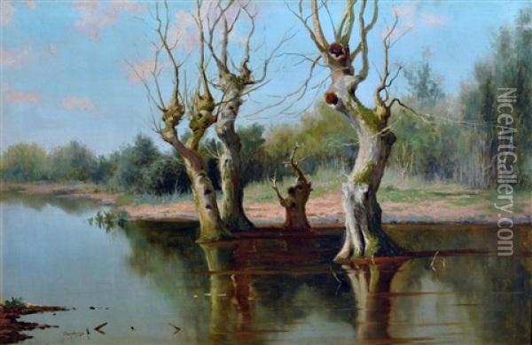 Alberi Sul Lago Oil Painting - Giuseppe Casciaro