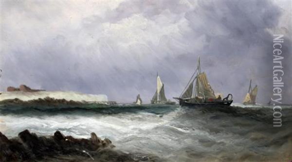 Fishing Boats At Sea Oil Painting - G. Balfour Knight