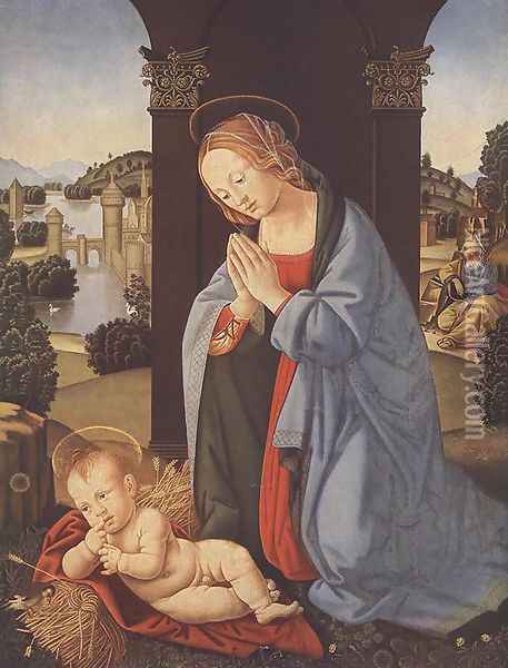 The Holy Family Oil Painting - Lorenzo Di Credi
