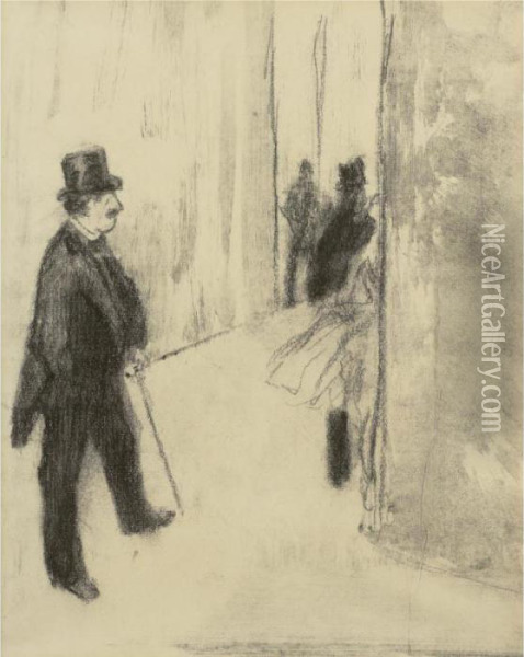 Ludovic Halevy Dans Les Coulisses Oil Painting - Edgar Degas