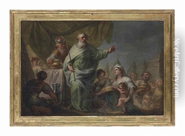 Moses And The Gathering Of The Manna By The Israelites Oil Painting - D. Francisco Bayeu y Subias