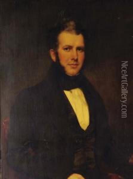 Portrait Of Charles Jeffrey Smith, Three-quarter Length Oil Painting - Samuel Lovett Waldo