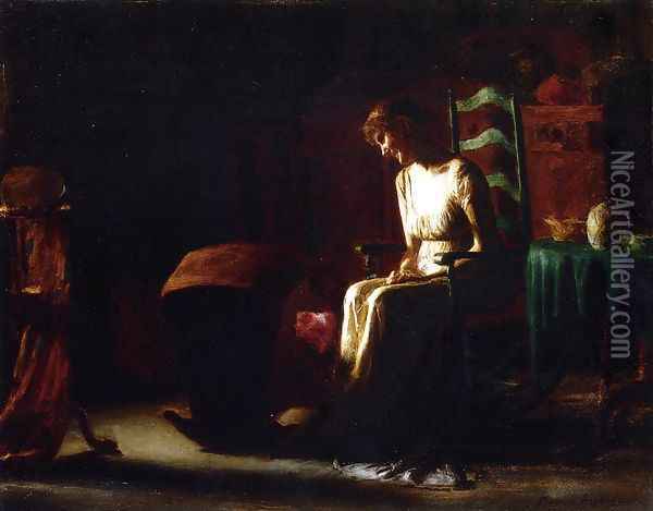 Woman in a Rocking Chair Oil Painting - Thomas Pollock Anschutz