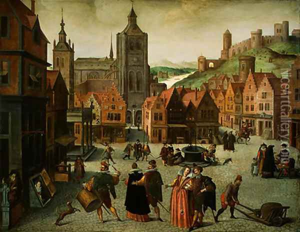 The Marketplace in Bergen op Zoom 2 Oil Painting - Abel Grimmer