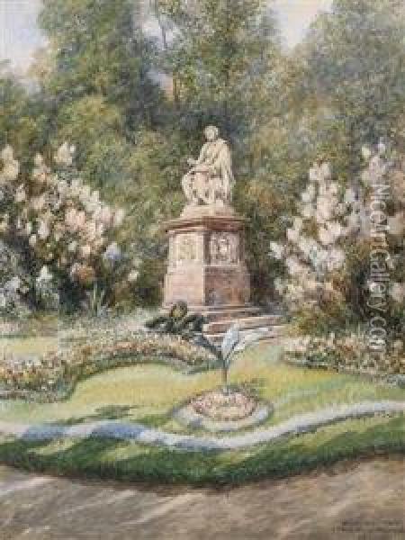 The Schubert Monument In The Stadtpark Oil Painting - Friedrich Frank