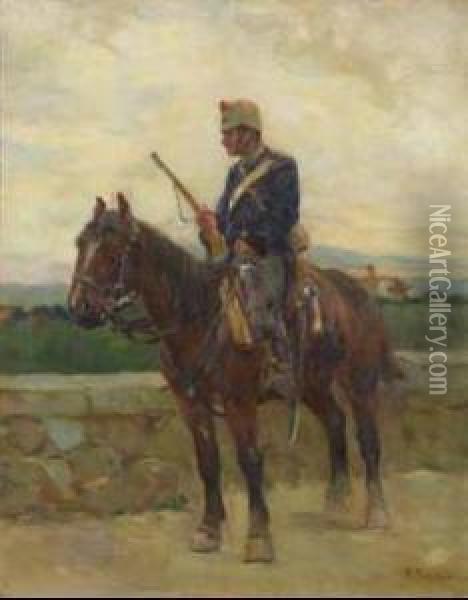 Soldato A Cavallo Oil Painting - Ruggero Panerai