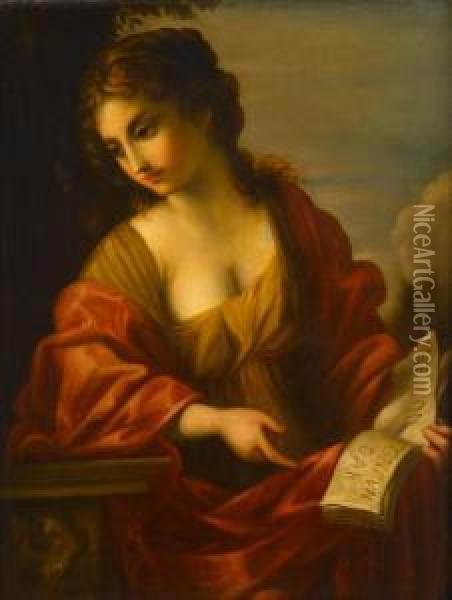 A Sibyl Oil Painting - Giovanni Francesco Romanelli