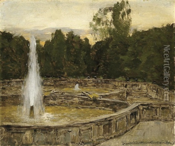 Eine Parkanlage Mit Fontanen (study) Oil Painting - Isaak Levitan